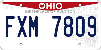 OH license plate FXM7809