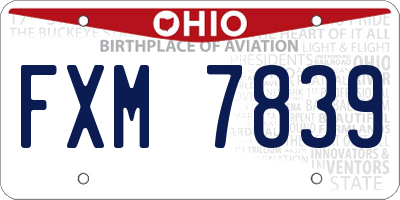 OH license plate FXM7839