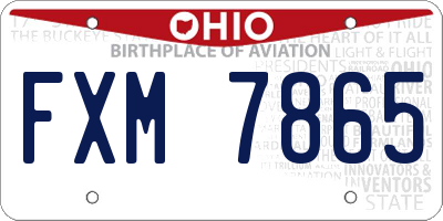 OH license plate FXM7865