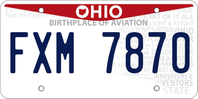 OH license plate FXM7870