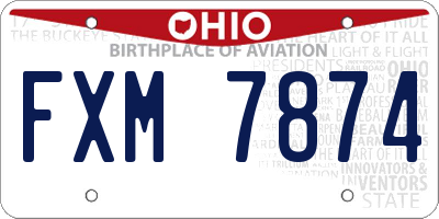 OH license plate FXM7874