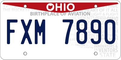 OH license plate FXM7890