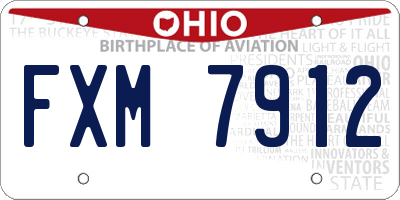OH license plate FXM7912