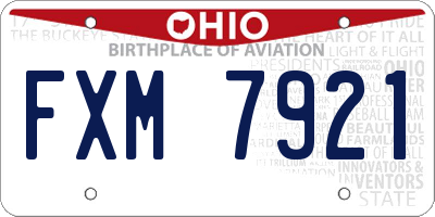 OH license plate FXM7921