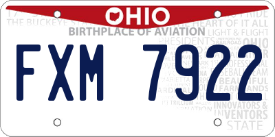 OH license plate FXM7922