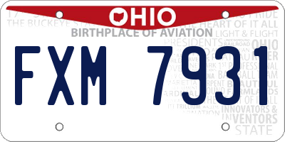 OH license plate FXM7931