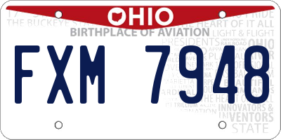 OH license plate FXM7948