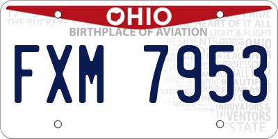OH license plate FXM7953