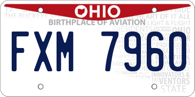 OH license plate FXM7960