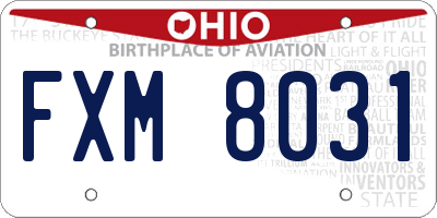 OH license plate FXM8031