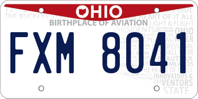 OH license plate FXM8041