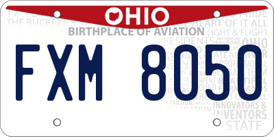 OH license plate FXM8050