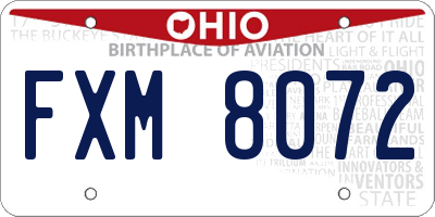 OH license plate FXM8072