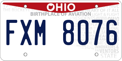 OH license plate FXM8076