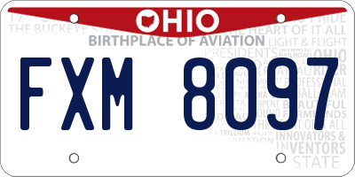 OH license plate FXM8097
