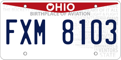 OH license plate FXM8103
