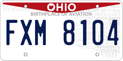 OH license plate FXM8104