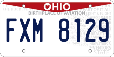 OH license plate FXM8129