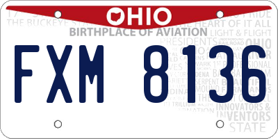OH license plate FXM8136