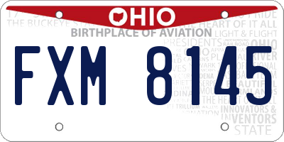 OH license plate FXM8145