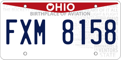 OH license plate FXM8158