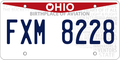 OH license plate FXM8228