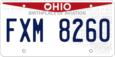 OH license plate FXM8260