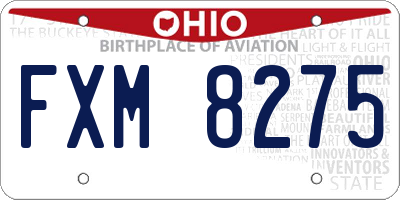 OH license plate FXM8275