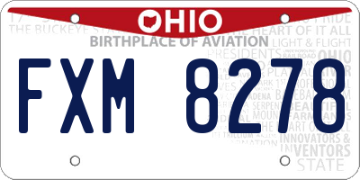 OH license plate FXM8278
