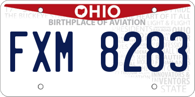 OH license plate FXM8283
