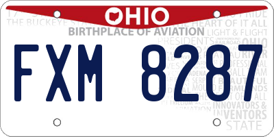 OH license plate FXM8287
