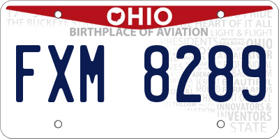 OH license plate FXM8289