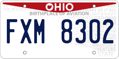 OH license plate FXM8302