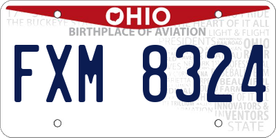 OH license plate FXM8324
