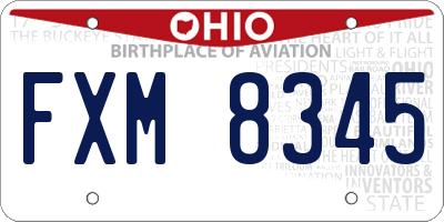 OH license plate FXM8345