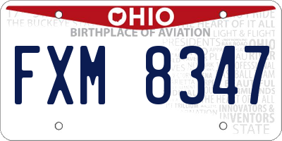 OH license plate FXM8347