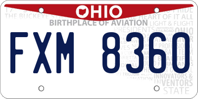 OH license plate FXM8360
