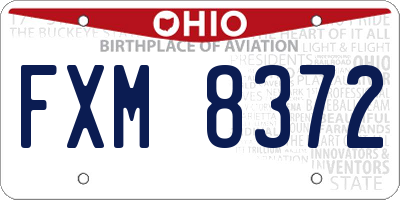OH license plate FXM8372