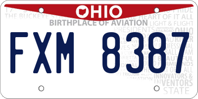 OH license plate FXM8387