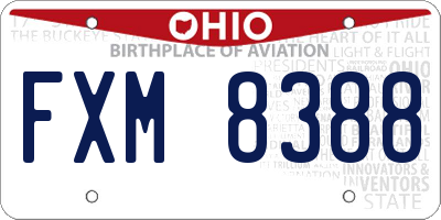 OH license plate FXM8388