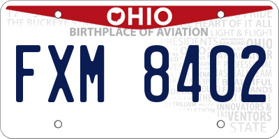 OH license plate FXM8402