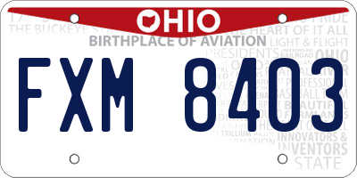 OH license plate FXM8403