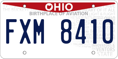 OH license plate FXM8410