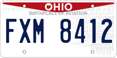 OH license plate FXM8412
