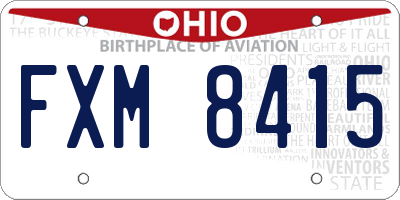 OH license plate FXM8415