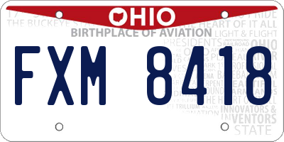 OH license plate FXM8418
