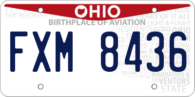 OH license plate FXM8436