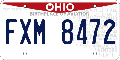 OH license plate FXM8472