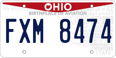OH license plate FXM8474