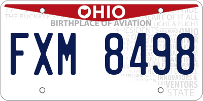 OH license plate FXM8498